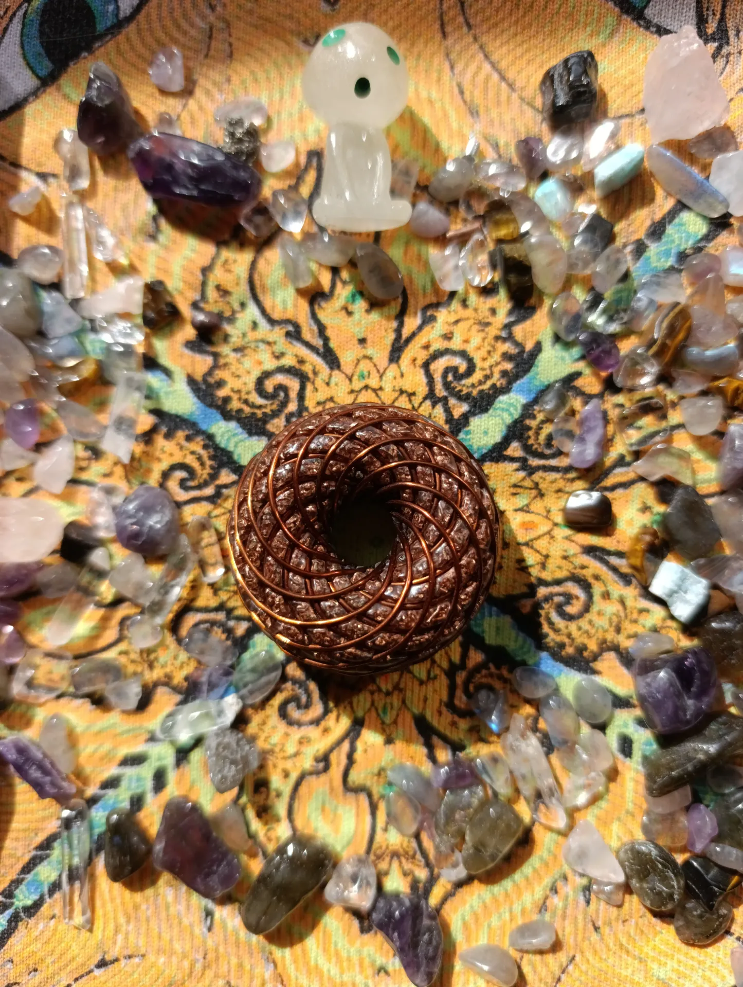 🌀 Pendentif Orgonite Torus Rodin 3-6-9 Tesla : L’Orichalque Cuivré d’Atlantide